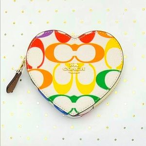 Coach XPride HEART COIN CASE /ID Rainbow Signature